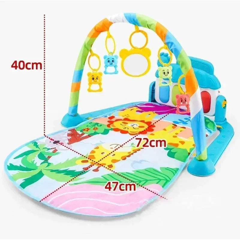 Tapis d'éveil bébé coloré avec arche, jouets suspendus et mesures 40x72x47cm