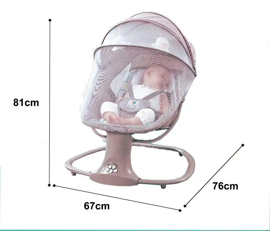 Balancelle bébé automatique Magic ZC avec moustiquaire, structure en métal robuste, dimensions 81x76x67 cm, pour enfants de 0 à 36 mois jusqu'à 20 kg.