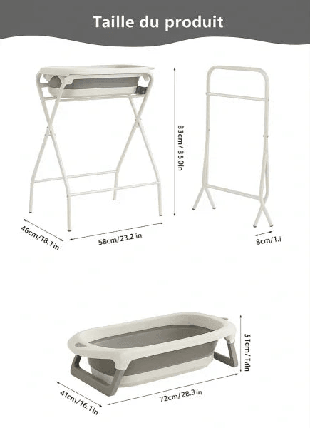 Baignoire Bébé 3 - en - 1 avec Support – Pliable, Thermomètre Intégré & Coussin Ultra - Petite Harmonie